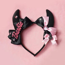 Load image into Gallery viewer, Bad Barbie&#39; Horns Black Pink Bow Tie Headband AlielNosirrah
