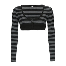 Load image into Gallery viewer, &#39;Bad Idea&#39; Striped Long Sleeves Crop Top AlielNosirrah
