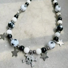 Load image into Gallery viewer, &#39;Baddies Alert&#39; Black &amp; White Handmade Skull Necklace AlielNosirrah
