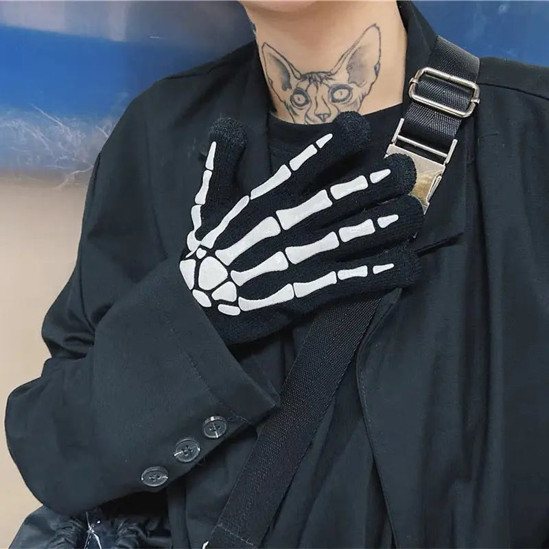 'Bare Hands' Dark Kawaii Goth Skull Skeleton Gloves AlielNosirrah