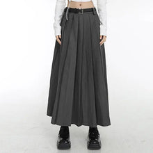 Load image into Gallery viewer, &#39;Battle Angel&#39; Dark Pleated Midi Skirt AlielNosirrah
