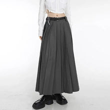 Load image into Gallery viewer, &#39;Battle Angel&#39; Dark Pleated Midi Skirt AlielNosirrah
