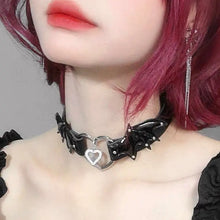 Load image into Gallery viewer, &#39;Besties&#39; Heart &amp; Wings Faux Leather Choker
