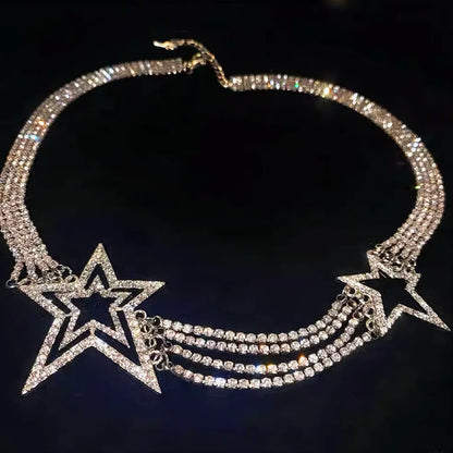 'Big Star' Rhinestone Sequins y2k Choker Necklace AlielNosirrah