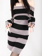 Load image into Gallery viewer, &#39;Bingo&#39; Star Stripped Shoulder-Off Dress AlielNosirrah
