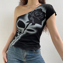 Load image into Gallery viewer, &#39;Black Rose&#39; Grunge Rose Prints Knitted Top AlielNosirrah
