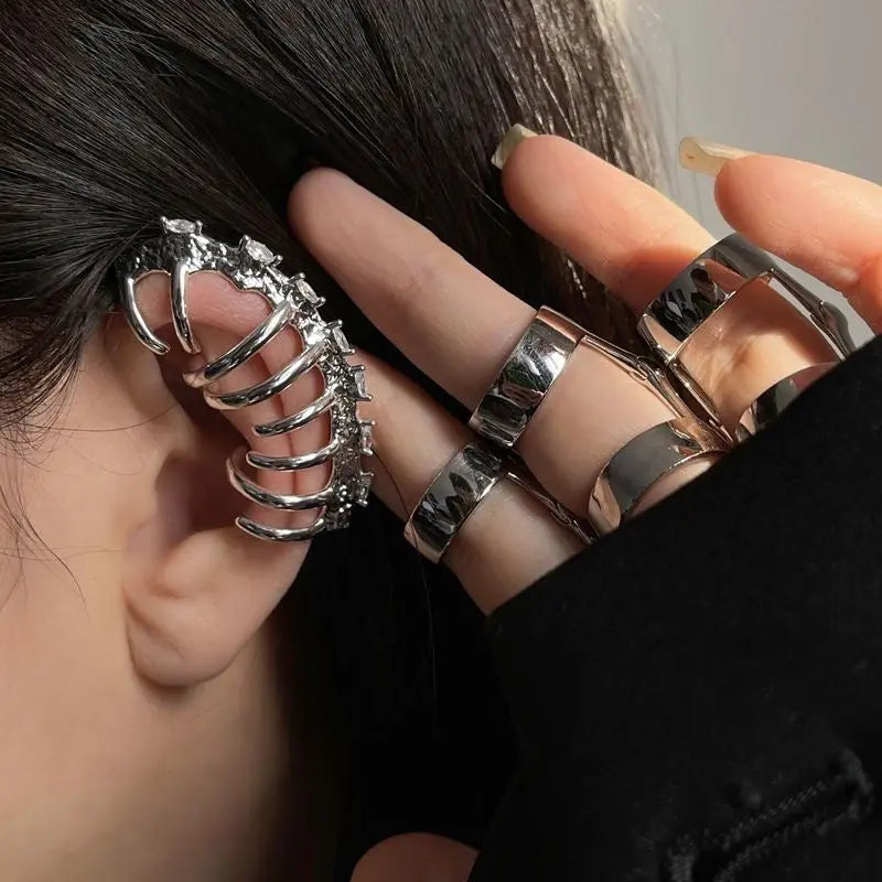 'Bones' Non-piercing Dark Goth Ear Cuffs