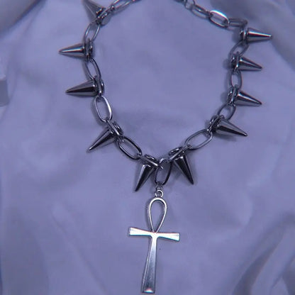 'Bornforthis' Dark Spiked Pendants Necklace - AlielNosirrah