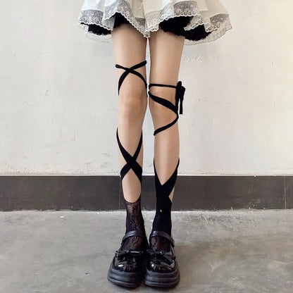 'Bunch' Lace Cross-straps Socks AlielNosirrah