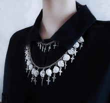 Load image into Gallery viewer, &#39;Buried&#39; Skull &amp; Cross Double Chain Dark Gothic Necklace - AlielNosirrah
