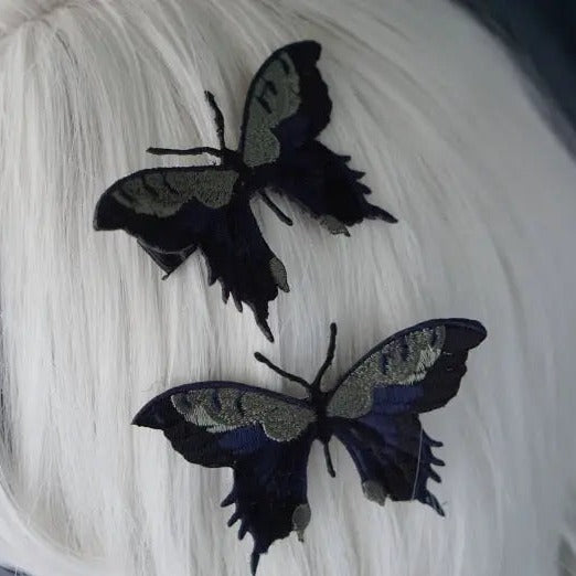 'Butterfly Effect' Goth Embroidery Hair Pins AlielNosirrah