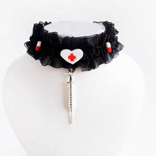 Load image into Gallery viewer, &#39;Caregiver&#39;  Ruffled Pills &amp; Needles Choker AlielNosirrah
