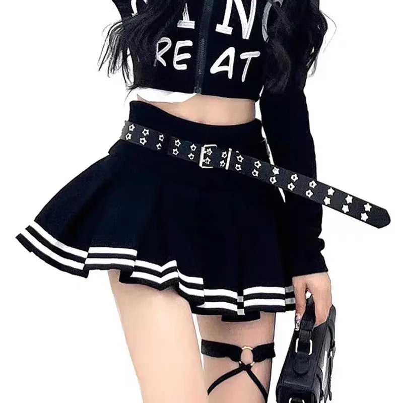 Carnival' Pleated Striped Star Belt Skirt AlielNosirrah