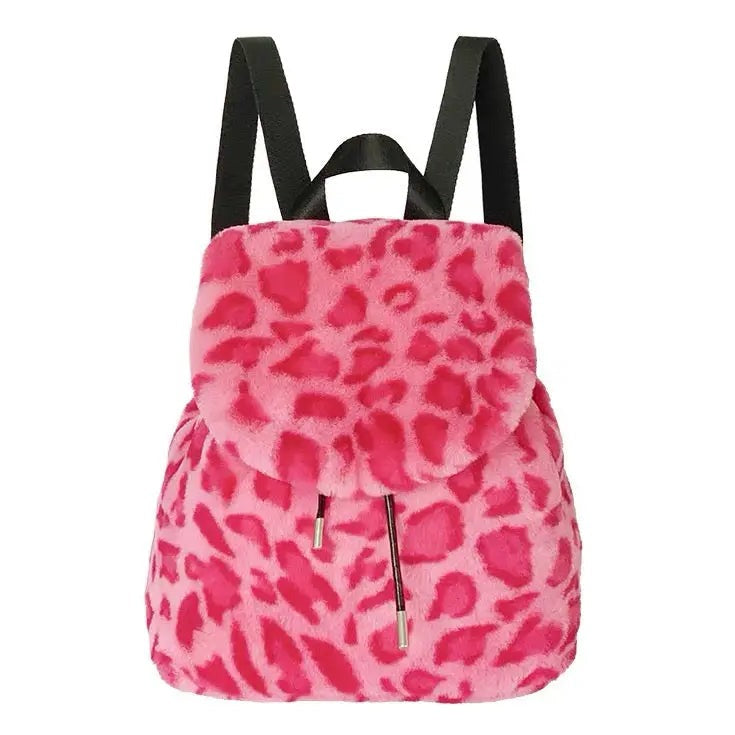 'Cheetah'  Pink Fluffy Fur Backpack AlielNosirrah