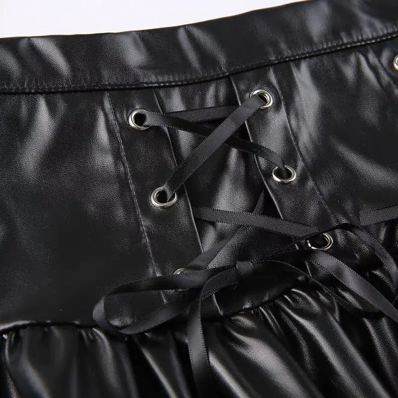 'Cocoa' Grunge Pu Leather Skirt - AlielNosirrah