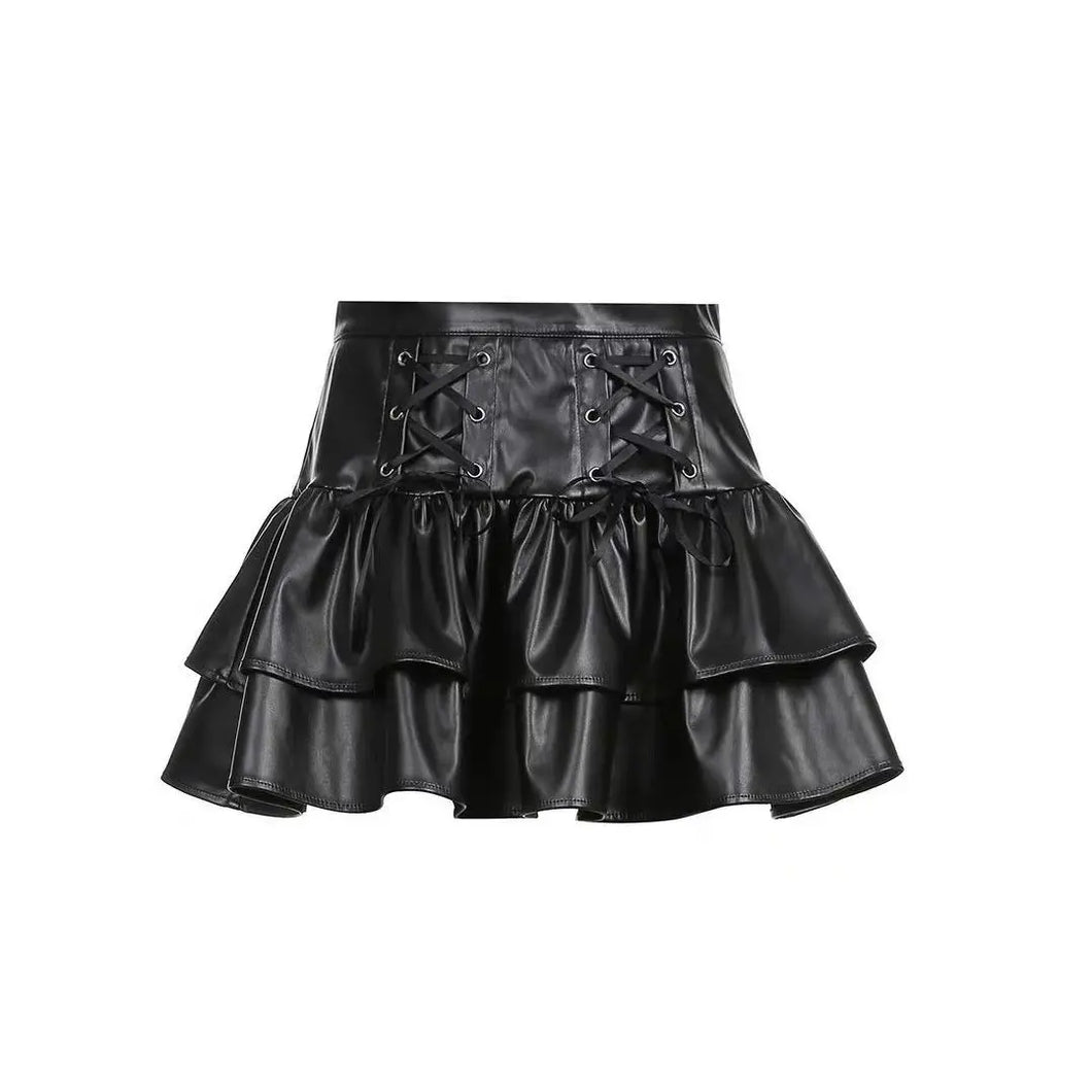 'Cocoa' Grunge Pu Leather Skirt - AlielNosirrah