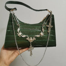 Load image into Gallery viewer, &#39;Cold Blood&#39; Goth Alligatoring Underarm Bag AlielNosirrah
