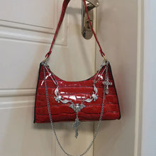 Load image into Gallery viewer, &#39;Cold Blood&#39; Goth Alligatoring Underarm Bag AlielNosirrah
