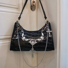 Load image into Gallery viewer, &#39;Cold Blood&#39; Goth Alligatoring Underarm Bag AlielNosirrah

