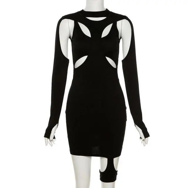'Cold & Cruel' Hollow-Out Mini Bodycon Dresses - AlielNosirrah