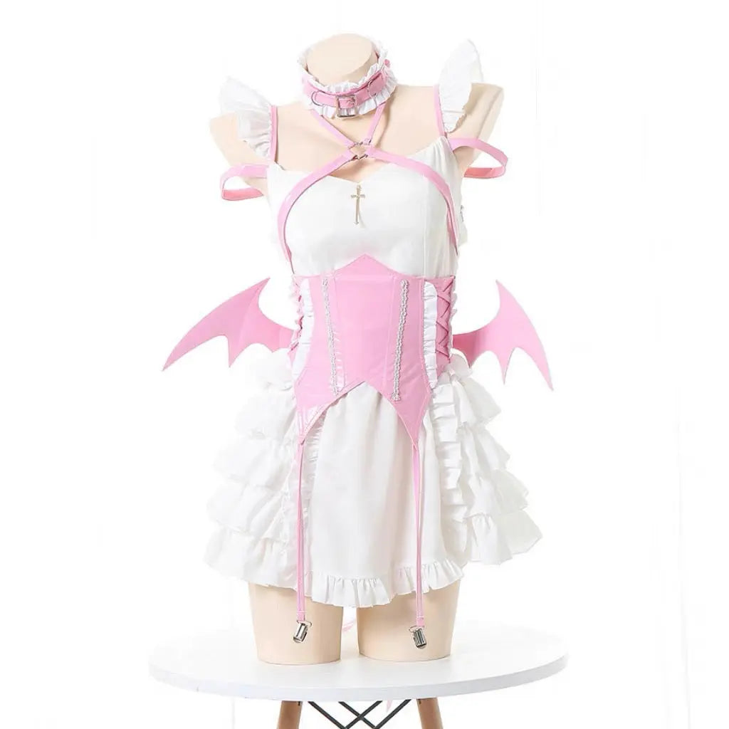 'Cream Soda' Ruffled Cross Strap Wings Corset Dress AlielNosirrah
