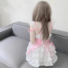 Load image into Gallery viewer, &#39;Cream Soda&#39; Ruffled Cross Strap Wings Corset Dress AlielNosirrah
