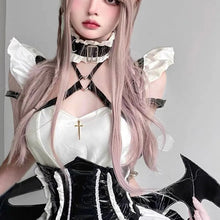 Load image into Gallery viewer, &#39;Cream Soda&#39; Ruffled Cross Strap Wings Corset Dress AlielNosirrah
