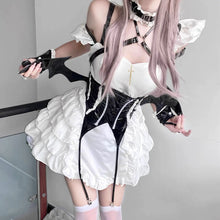 Load image into Gallery viewer, &#39;Cream Soda&#39; Ruffled Cross Strap Wings Corset Dress AlielNosirrah
