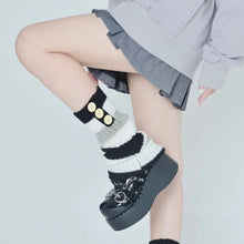 Load image into Gallery viewer, &#39;Crepes&#39; Kawaii Goth Striped Colorful Leg Warmers AlielNosirrah
