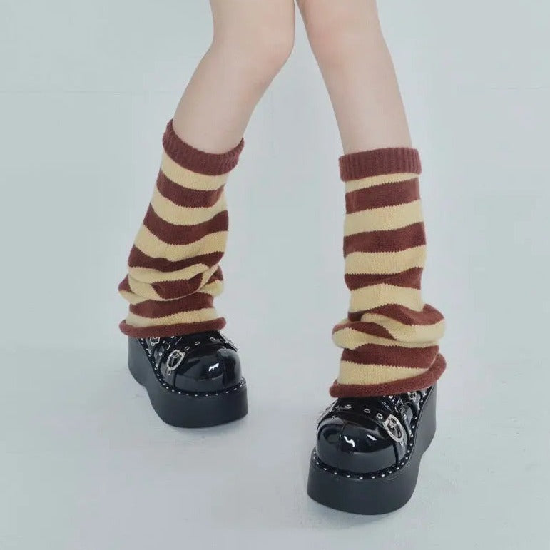 'Crepes' Kawaii Goth Striped Colorful Leg Warmers AlielNosirrah