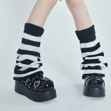 Load image into Gallery viewer, &#39;Crepes&#39; Kawaii Goth Stripped  Colorful Leg Warmers AlielNosirrah
