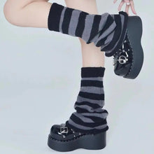 Load image into Gallery viewer, &#39;Crepes&#39; Kawaii Goth Stripped  Colorful Leg Warmers AlielNosirrah
