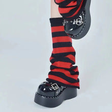 Load image into Gallery viewer, &#39;Crepes&#39; Kawaii Goth Stripped  Colorful Leg Warmers AlielNosirrah
