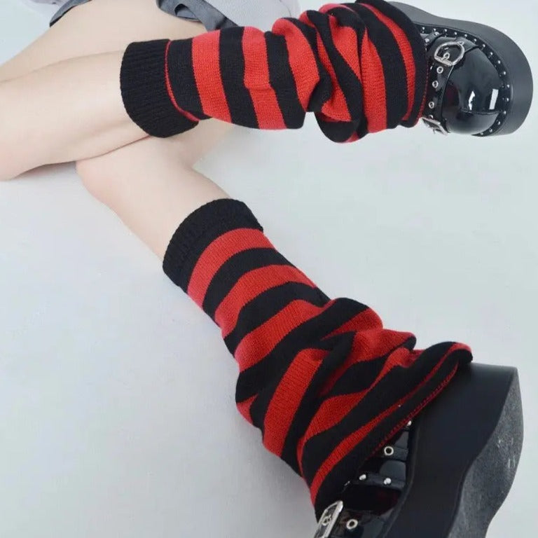 'Crepes' Kawaii Goth Stripped  Colorful Leg Warmers AlielNosirrah