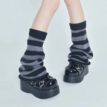 Load image into Gallery viewer, &#39;Crepes&#39; Kawaii Goth Stripped  Colorful Leg Warmers AlielNosirrah
