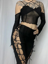 Load image into Gallery viewer, &#39;Curiosity&#39; Goth Lace-Up Bell Pants AlielNosirrah
