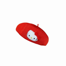 Load image into Gallery viewer, &#39;Jingle Kitty&#39; Red Kawaii Goth Beret AlielNosirrah-1
