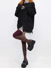 Load image into Gallery viewer, &#39;Dim  Lights&#39; Grunge Stripped Long Socks AlielNosirrah
