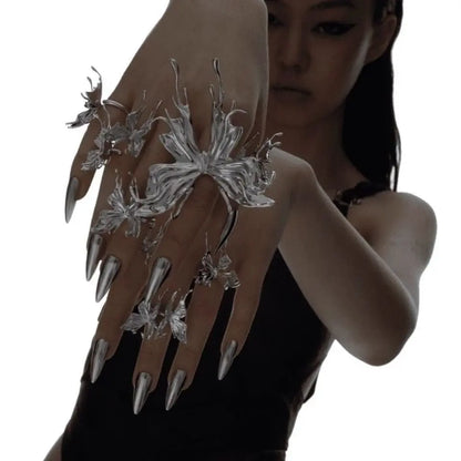 'DreamFlow' Melting  Butterfly Cyberpunk Rings - AlielNosirrah