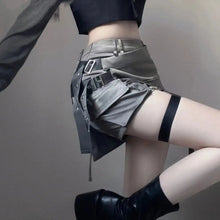 Load image into Gallery viewer, &#39;Dusty Moon&#39; Grey Wasteland Punk Buckle Skirt AlielNosirrah
