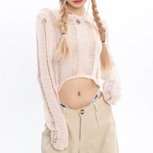 Load image into Gallery viewer, &#39;Empty Space&#39; Grunge Ripped Crop Sweater AlielNosirrah
