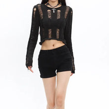 Load image into Gallery viewer, &#39;Empty Space&#39; Grunge Ripped Crop Sweater AlielNosirrah
