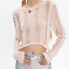 Load image into Gallery viewer, &#39;Empty Space&#39; Grunge Ripped Crop Sweater AlielNosirrah
