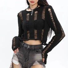 Load image into Gallery viewer, &#39;Empty Space&#39; Grunge Ripped Crop Sweater AlielNosirrah
