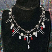 Load image into Gallery viewer, &#39;Feast Goth Cross Beads Pendants Necklace AlielNosirrah
