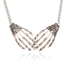 Load image into Gallery viewer, &#39;Fingertips&#39; Halloween Skeleton Hands Necklace AlielNosirrah
