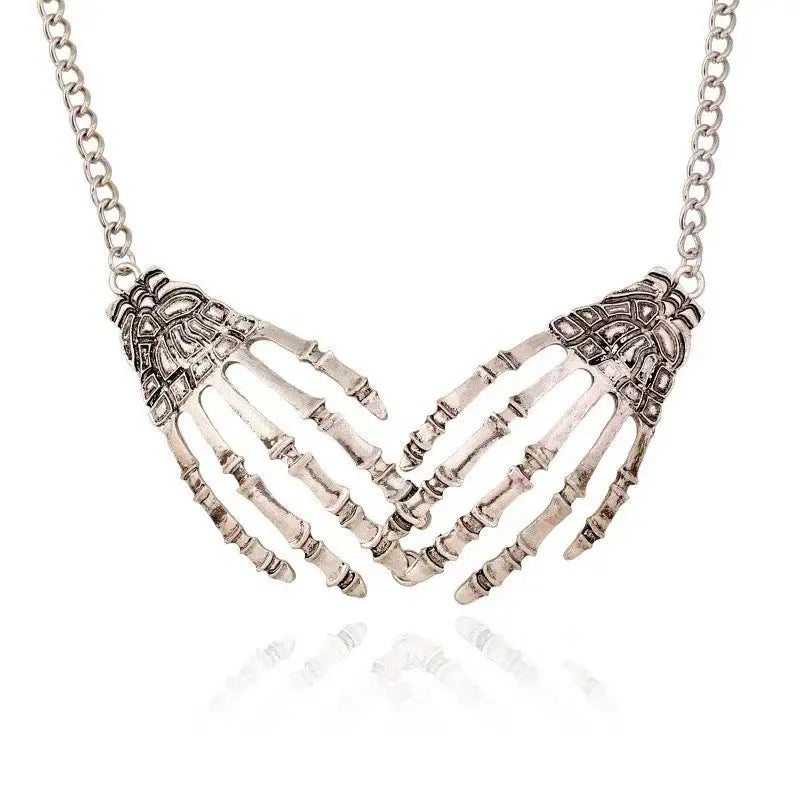 'Fingertips' Halloween Skeleton Hands Necklace AlielNosirrah