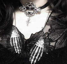 Load image into Gallery viewer, &#39;Fingertips&#39; Halloween Skeleton Hands Necklace AlielNosirrah
