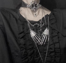 Load image into Gallery viewer, &#39;Fingertips&#39; Halloween Skeleton Hands Necklace AlielNosirrah
