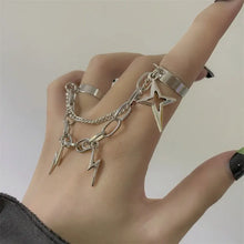 Load image into Gallery viewer, &#39;Flash&#39; Future Edgy Chained Rings Set AlielNosirrah
